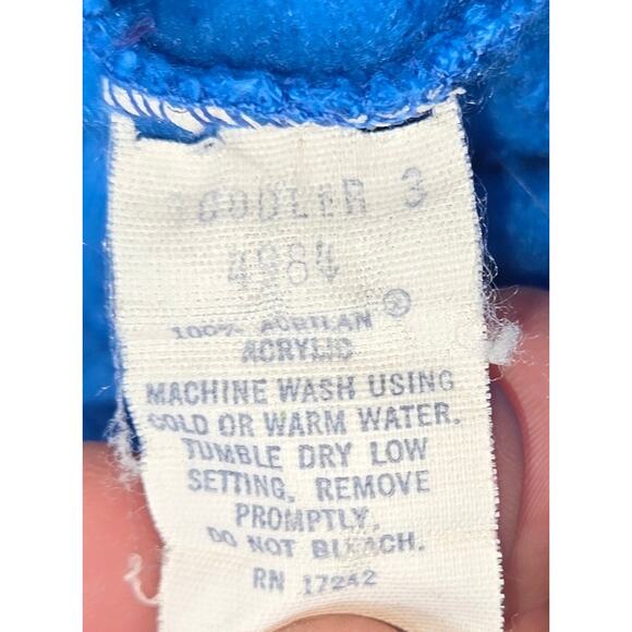 Vintage Toddler Blue Striped Jogger Outfit Acrylic 3T Sweat Jacket and Pants - Picture 5 of 12